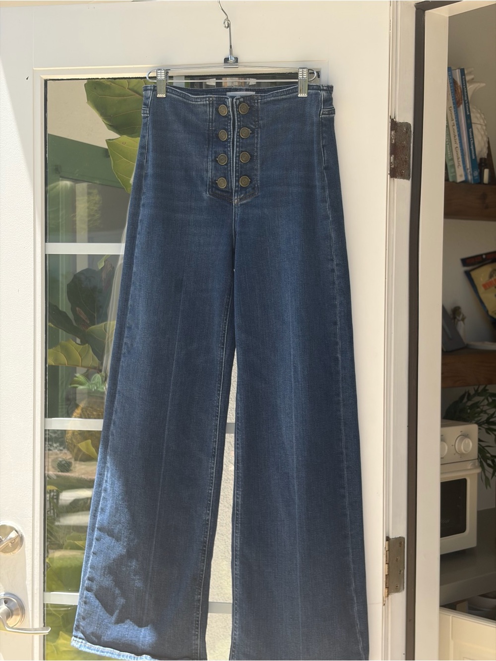 Frame Denim High-Waist Wide Leg Jeans - Dark Blue